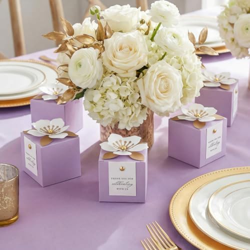 FEIYI 20 PCS Favor Boxes, Lilac Candy Boxes 2.55x2.55x2.55