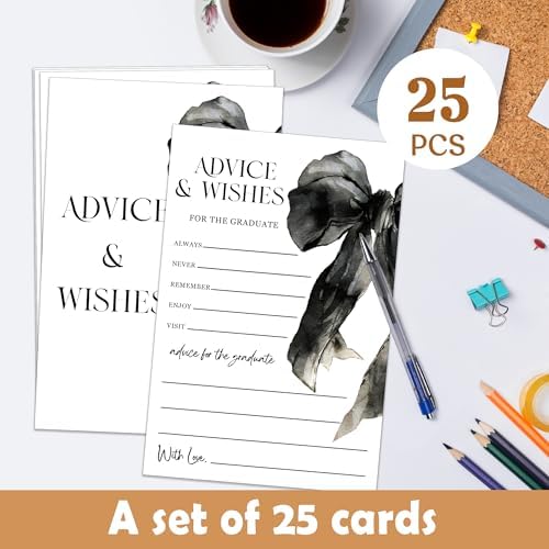 Graduation Advice Cards 2026 - Elegant Bows High School or College Graduation Cards for The Graduate, 25 Pack Wishes and Well-being Message Collection Elegant Advice and Wishes Keepsake - A07