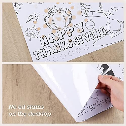12 Pcs Fall Thanksgiving Placemats Turkey Pumpkin Coloring Activity Paper Placemats Disposable Crafts Table Mats for Adult Thanksgiving Party Supplies, 4 Styles