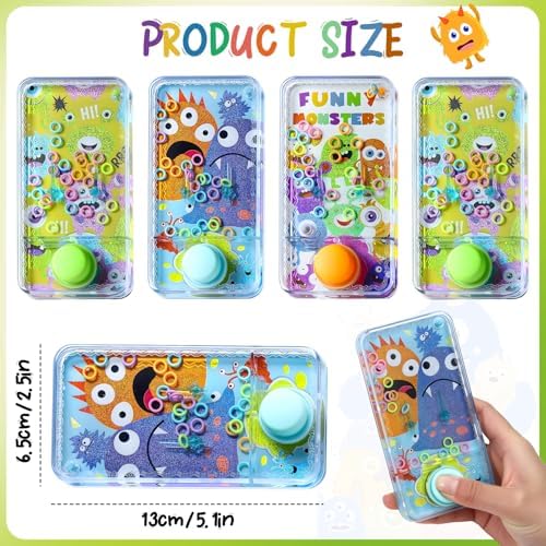 Cleboen 12 Pack Handheld Water Games for Kids, Water Ring Toss Handheld Games Monster Party Favors Goodie Bag Stuffers Classroom Rewards for Boys Girls, Stress-Relief Car Games Travel Toys for Kids