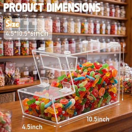 Clear Acrylic Candy Bin, Hinged Lid, Open Front, 4.5''x10.5''x6''