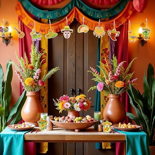 36PCS Wooden Cinco De Mayo Crafts Decorations Mexico Crafts for Kids Fiesta Party Ornaments to Paint, 12 Styles DIY Blank Unfinished Cutouts for Tree Hanging Mexican Theme Carnival Taco Birthday Party