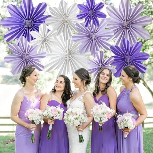 Purple Paper Flowers Lavender Purple White Hanging Paper Flower Fans