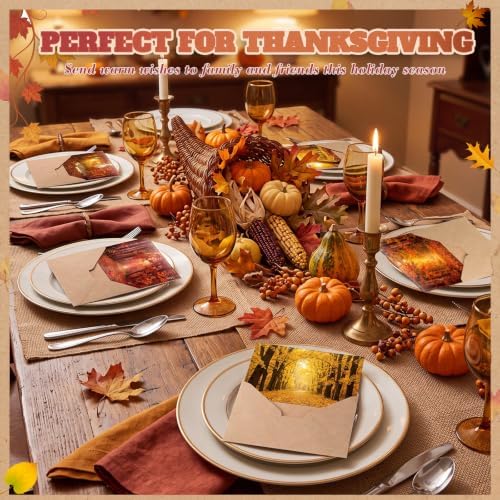 Eaasty 50 Sets Fall Greeting Cards with Envelopes Stickers, 4x6 Inch