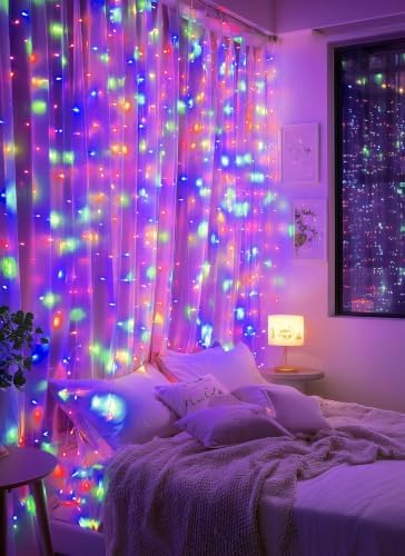 Brightown 300 LED Fairy Curtain Lights, 9.8ft x 9.8ft Curtain String Lights