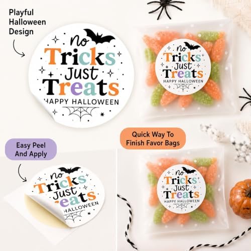 Halloween Treat Bag Favor Stickers: No Tricks Just Treats 120 PCS Seals