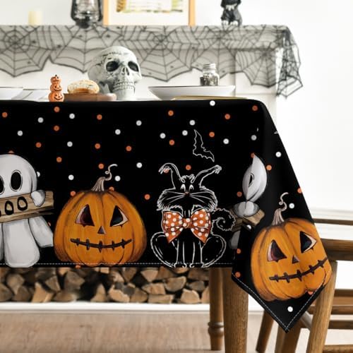 Horaldaily Halloween Tablecloth 60 x 140 Inch Rectangular Jack-O-Lantern
