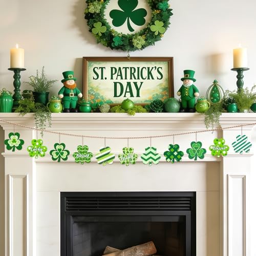 36PCS Wooden Shamrock Ornaments to Paint St. Patrick's Day Decorations,9 Styles DIY Blank Unfinished Wood Shamrock Cutouts Ornament for Tree Home Crafts Hanging Gifts Indoor Spring Farmhouse