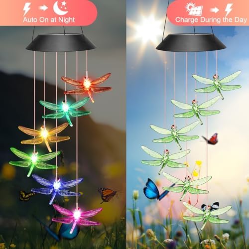 Winzwon Gifts for Mom Grandma Wife Solar Lights Outdoor Wind Chimes