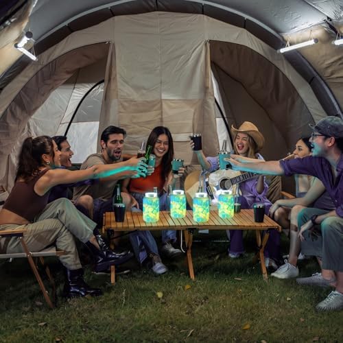 Qinyoung 6 Pcs Firefly Mason Jars Firefly Paper Crafts with LED Candle Light DIY Suncatchers Decoration Make Your Own Camping VBS Mason Jars Supplies for Sunday School Projects Activity