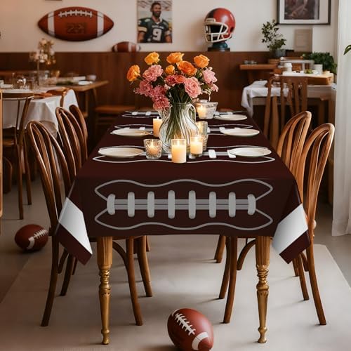 8 Pack Football Plastic Tablecloth 54" x 108" Disposable Table Cloths Football Touchdown include 4 Green and 4 Brown Table Cover for Parties Decorations Supplies (Football Green＆Brown, Rectangle)