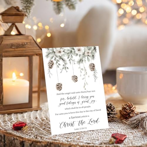SuperShunhu 24 Pack Christian Christmas Cards, 6 Designs Religious Xmas Cards with Christmas Blessings Inside, Scripture Holiday Greeting Cards With Bible Verses