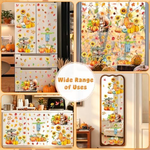77 PCS Scarecrow Fall Decor, 9.84 x 13.78 Inch Fall Window Clings for Home