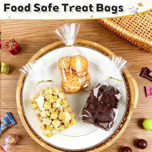 PigPotParty Cellophane Treat Bags 6x9 Inch, 100 Pack, Clear Goodie Bags