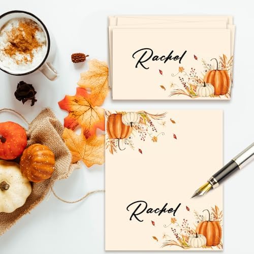Pumpkin Place Cards for Table Setting, Tent Cards Decor For Birthday Baby Shower Thanksgiving Party Decorations, Bridal Shower Wedding Place Card, 25 Pack Birthday Food Name Card 2 x 3.5" /038
