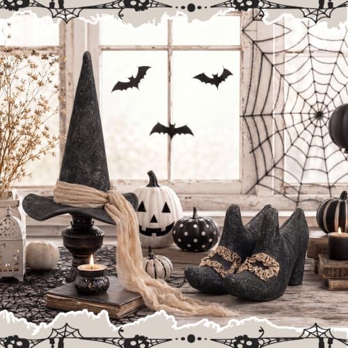 Chicingyou 2 Pcs Vintage Halloween Witch Hat Witch Shoes Table Centerpiece
