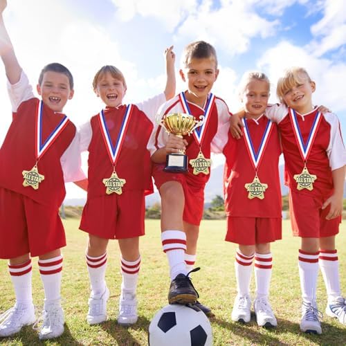Quelay 30 Pcs 2 Inches Award Medals Bulk Medals Bulk with Neck Ribbons Metal Trophy Award Prize Gift for Tournaments, Competitions, Party, Kids and Adults