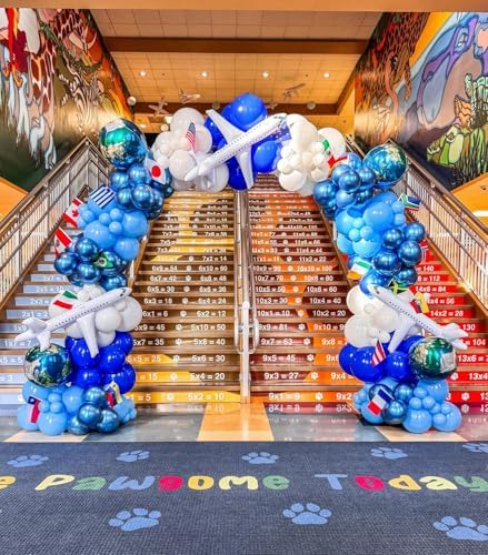 Blue White Balloons Arch Kit, 124pcs Blue and White Confetti Balloons