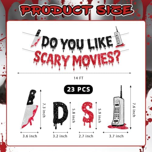 Halloween Decorations, Scary Movie Night Glitter Banner