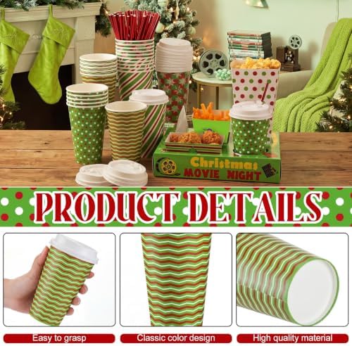 Bokon 172 Pcs/ 24 Sets of Christmas Movie Night Snack Trays Red and Green