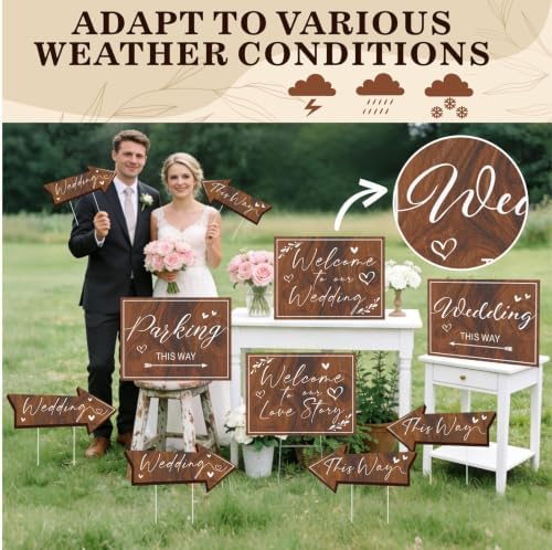 Wedding Welcome Signs for Reception Outdoor Weddings This Way Decor 10 Pack