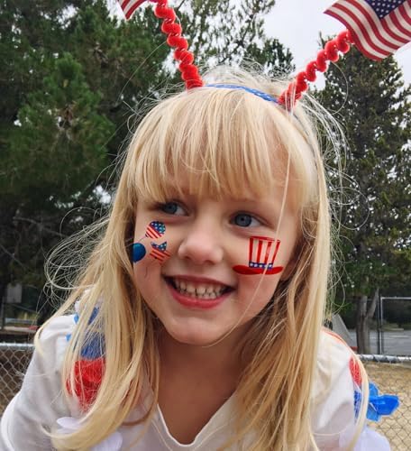 HSHFAMIIY 4th of July Outfits for Women - 4th of July Temporary Tattoos, 120 PCS USA Flag Patriotic Tattoos, USA Flag, Fireworks, Eagle, Statue of Liberty, Independence Day, Memorial Day
