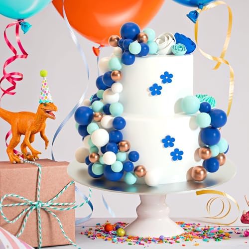 ASTARON 20 Pcs Royal Blue Balls Cake Topper Decorations for Birthday Cake