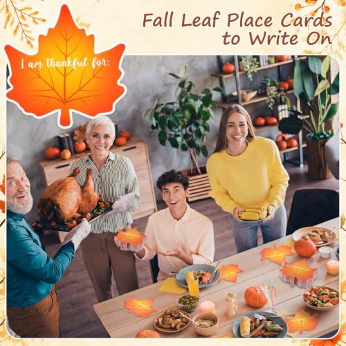 Qilery 100 Pcs Thanksgiving Table Place Cards Fall Maple Leaves Cutouts