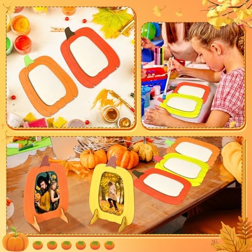 Geelin 12 Pack Wooden Pumpkin Photo Frames Novelty, Fall Thanksgiving DIY