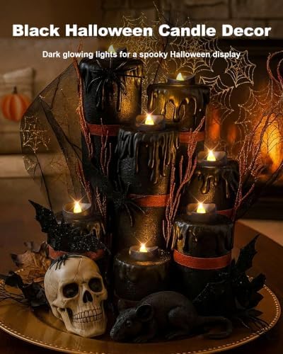 Homemory 50-Pack Black Flameless Battery Tea Light Candles, 200+ Hours