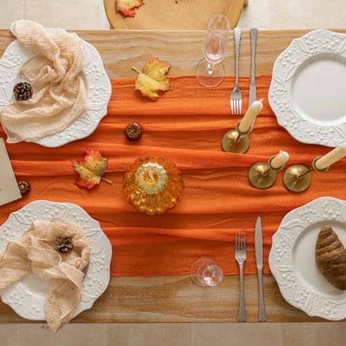 10Pcs Fall Orange Cheesecloth Table Runner 120 Inch Party Boho Home Decor
