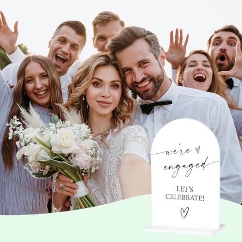 Engaged Sign Engagement Signs We're Engaged for Event Party Ceremony Reception Table Desk Acrylic Decor 5"x7"