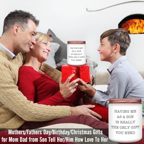 Homsolver Gifts for Mom from Son, Mothers Day Birthday Gifts for Mom, Best Mom's Present, Funny Lavender Mother Stepmother Bonus Moms Candle Gift Idea from Son