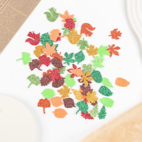 Fall Leaf Foam Sticker Autumn Glitter Maple Leaves Squirrel Foam Stickers