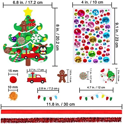 Winlyn 24 Sets Christmas Tree Ornaments Decorations Art Sets DIY Christmas Craft Kits Pine Tree Snowman Snowflake Penguin Foam Stickers Arts and Crafts for Kids Party Favors Home Classroom Activities