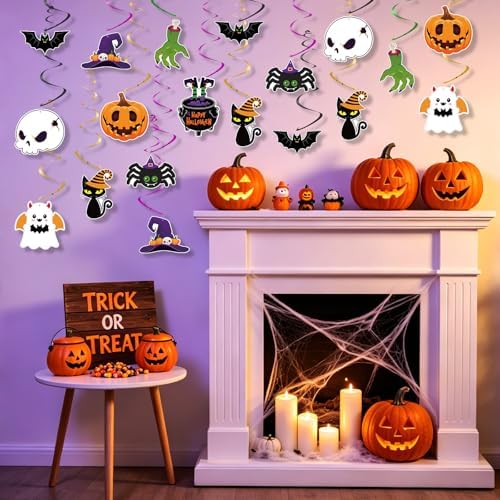 24Pcs Halloween Hanging Swirls Cutout Decorations for Party Ceiling