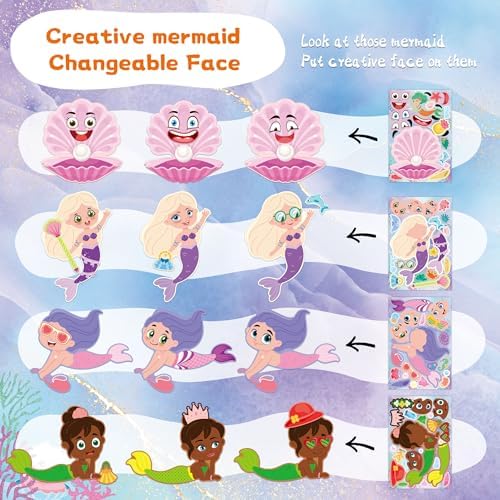 Mermaid Stickers 48 Sheets Mermaid Party Favors Girls Kids Toddlers