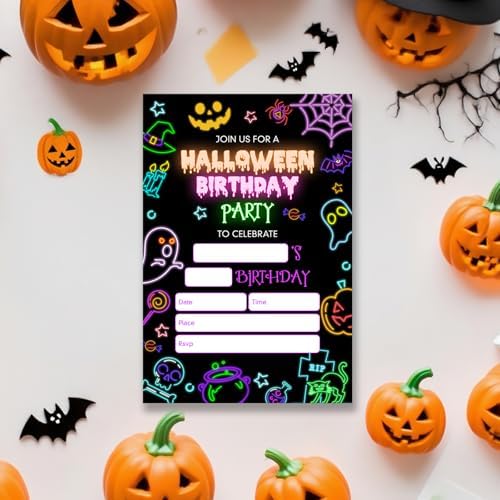 Dumyum 20 Halloween Birthday Invitations with Envelopes
