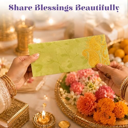 LoveNspire Money Envelopes (7.5 x 3.5 Inch) Decorative Dual Paisley Pattern Shagun Lifafa for Indian Wedding, Birthday | Cash Gift Holder & Home Savings Organizer Pack of 50