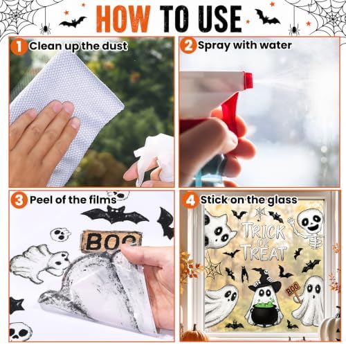 6 Sheets Halloween Window Clings Stickers Ghosts Decals Glass Decoration