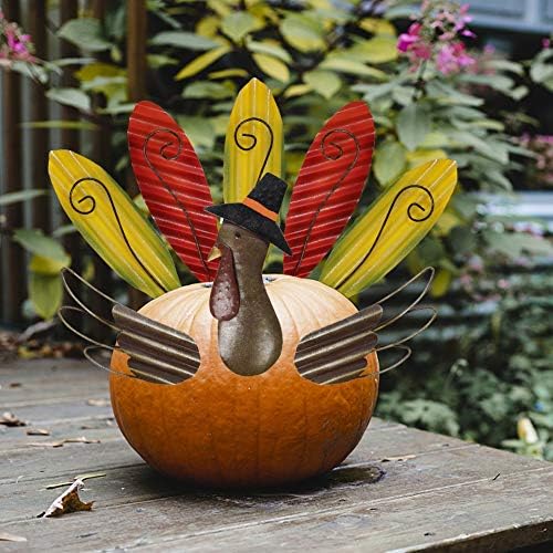 FORUP Pumpkin Turkey Making Kit, Metal Thanksgiving DIY Pumpkin, Poke into Pumpkin, Thanksgiving Pumpkin Decoration for Autumn Fall Thanksgiving Harvest Home Décor