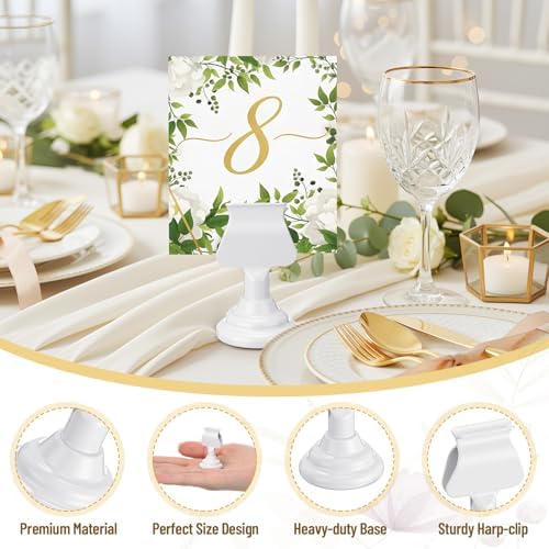 Kathfly 36 Pcs Table Number Holders Metal Place Card Clip,White