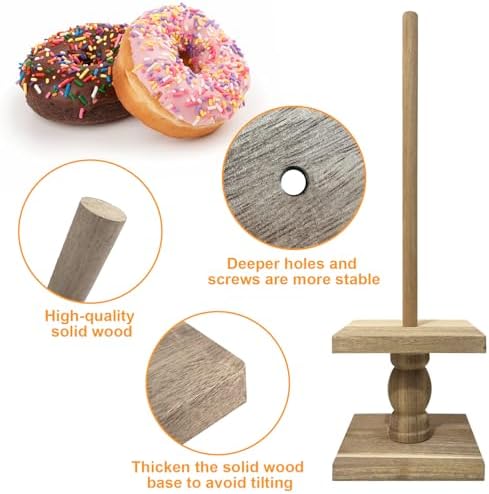 2 Pcs Donut Stand Wooden Square Doughnut Stand Bagel Stand Donut Display Tower for Dessert Table Doughnut Holders for Party Donut Display Stand for Birthday Banquet (Dark Color)