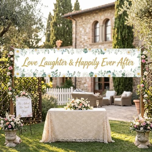 Happily Ever After Sign Banner Wedding Bridal Shower Party Decorations