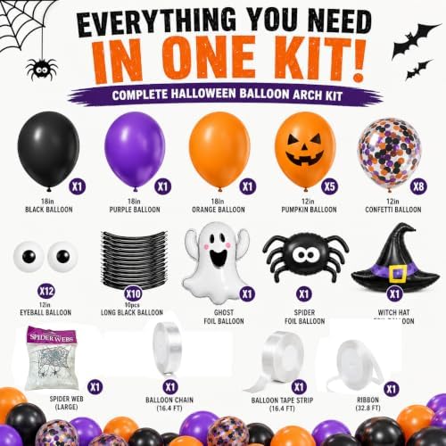 Halloween Balloon Garland Arch Kit 156PCS for Halloween Party Decorations
