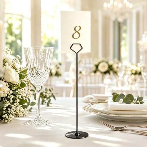 16 Pack 12 Inch Table Number Holders, Black Diamond Place Card Holders