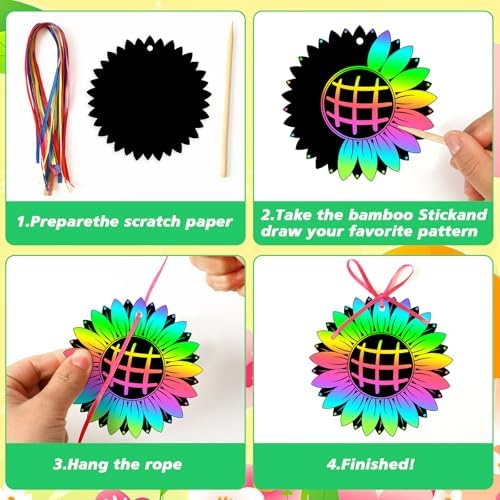 JULMELON 36 Pcs Spring Bugs Scratch Cards for DIY Spring Crafts