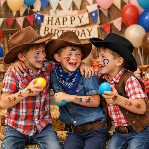 Cowboy Party Temporary Tattoos for Kids Cowboy Theme Party Decorations