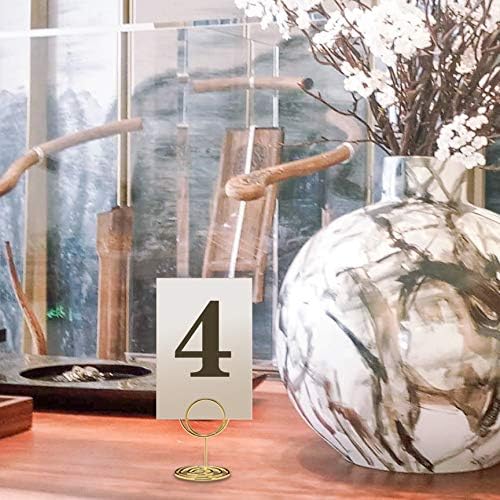 Jofefe 20pcs Mini Place Card Holders, Cute Table Number Holders, Small Size Table Card Holder Tables Number Stands, Wire Photo Picture Menu Clips for Wedding centerpieces, Anniversary Party (Gold)