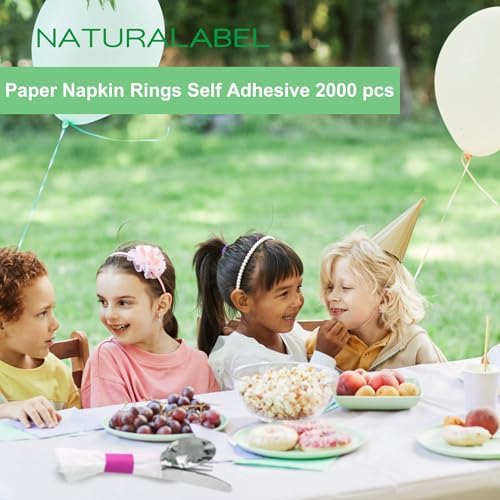 NATURALABEL Self-Adhesive Napkin Bands, Pack of 2,000, Hot Pink